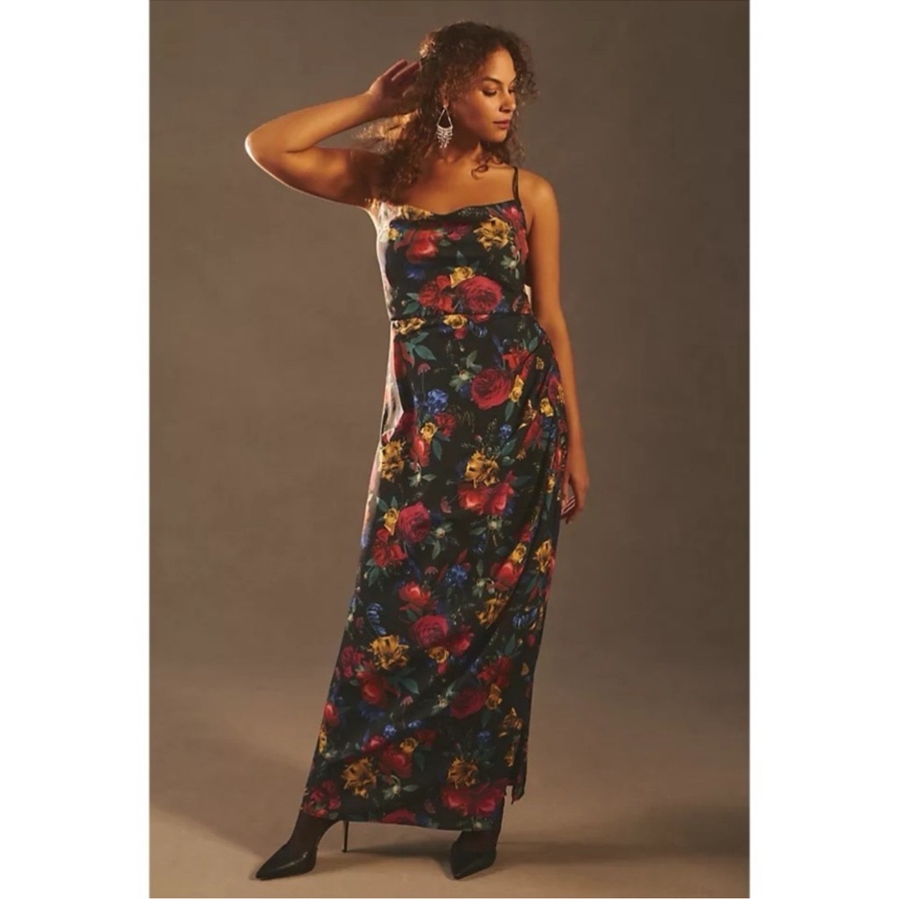 Anthropologie Hutch Floral Pleated Maxi Dress Black Red Size 18W NWT - Picture 8 of 11